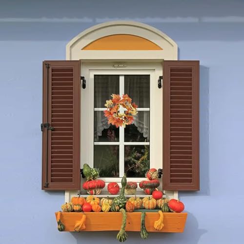 9.8-Inch Autumn Maple Leaf Candle Ring Wreath for Thanksgiving Decor
