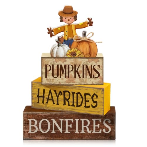 4 Pcs Fall Scarecrow Table Decoration for Home Wooden Stack Decor (Scarecrow)
