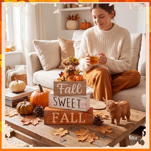 4 Pcs Highland Cow Fall Table Decorations (Fall Highland Cow)