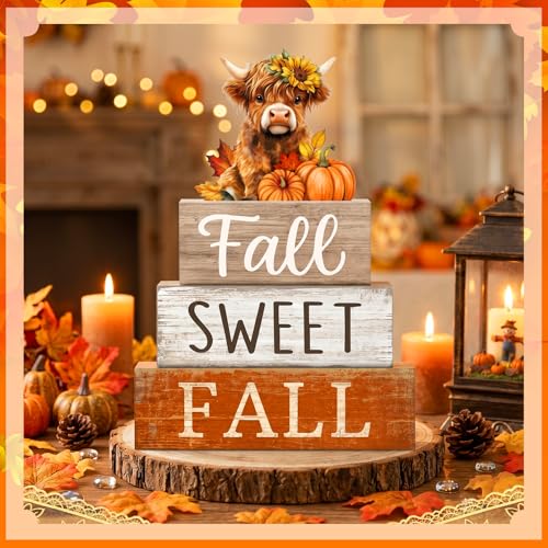 4 Pcs Highland Cow Fall Table Decorations (Fall Highland Cow)