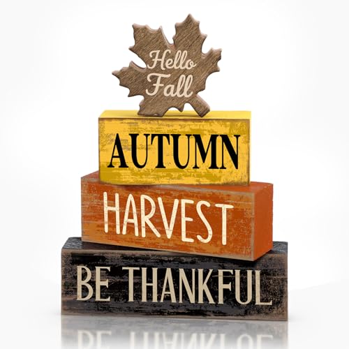 4 Pcs Fall Decor Wooden Maple Leaf Thanksgiving Tiered Tray Decor (Harvest)