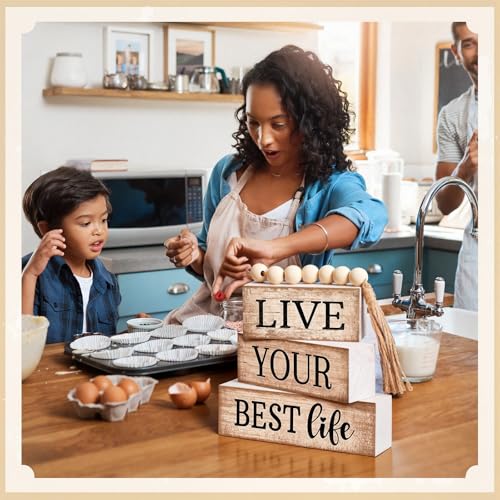 4 Pcs Farmhouse Table Decoration Inspirational Tiered Tray Decor (Life)