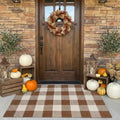 Fall Decor Buffalo Plaid Outdoor Rug 27.5x43 Coffee and White Front Door Mat (Coffee and White Plaid / 2'3" x 3'7" (Rectangular))