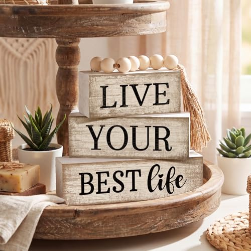 4 Pcs Farmhouse Table Decoration Inspirational Tiered Tray Decor (Life)