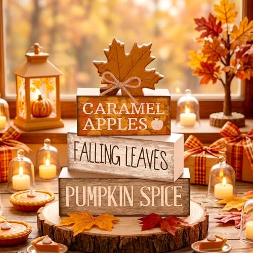 4 Pcs Fall Decor Wooden Maple Leaf Decoration Thanksgiving Decor (Falling Leaves)