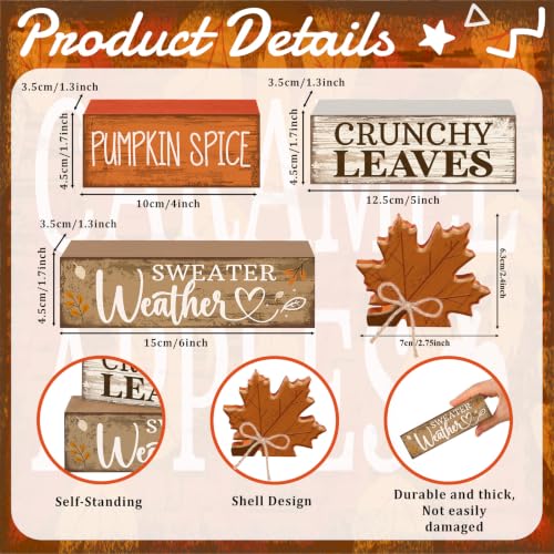 4 Pcs Fall Wooden Tiered Tray Decor Rustic Farmhouse Signs (Sweater Weather)