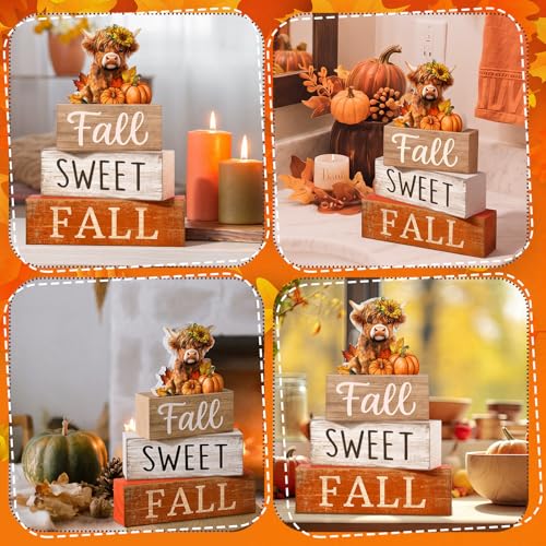 4 Pcs Highland Cow Fall Table Decorations (Fall Highland Cow)