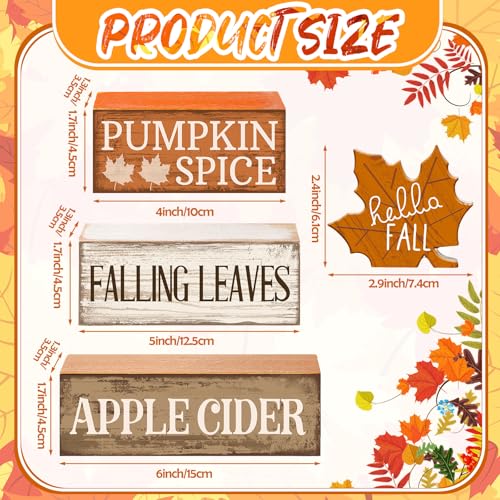 4 Pcs Fall Decor Wooden Maple Leaf Decoration Thanksgiving Decor (Maple Leaf)