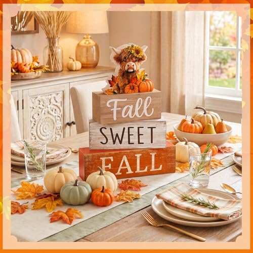 4 Pcs Highland Cow Fall Table Decorations (Fall Highland Cow)