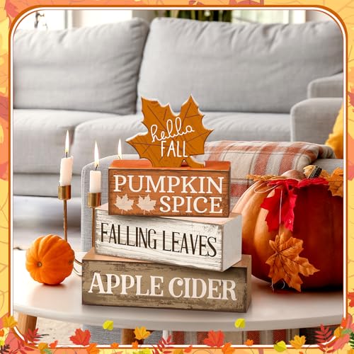 4 Pcs Fall Decor Wooden Maple Leaf Decoration Thanksgiving Decor (Maple Leaf)