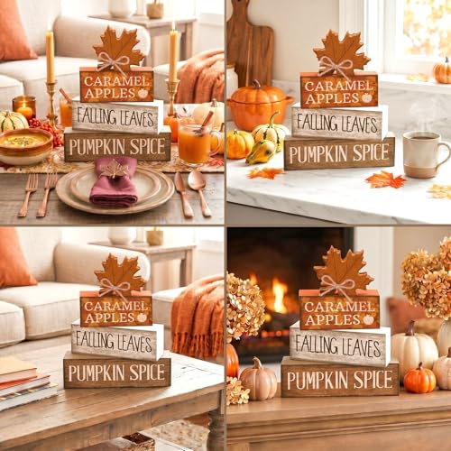 4 Pcs Fall Decor Wooden Maple Leaf Decoration Thanksgiving Decor (Falling Leaves)