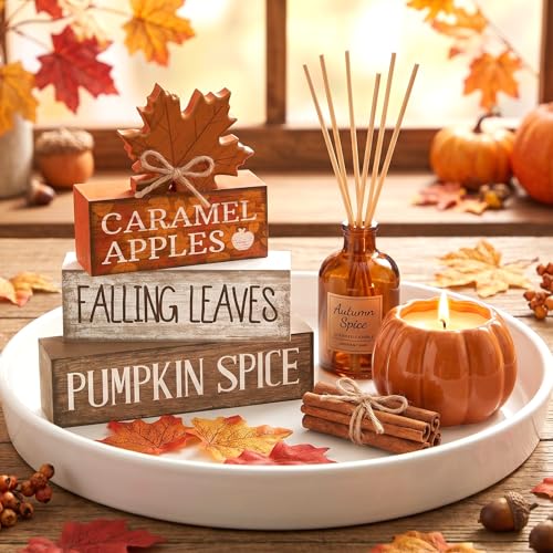 4 Pcs Fall Decor Wooden Maple Leaf Decoration Thanksgiving Decor (Falling Leaves)