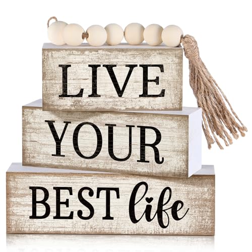 4 Pcs Farmhouse Table Decoration Inspirational Tiered Tray Decor (Life)