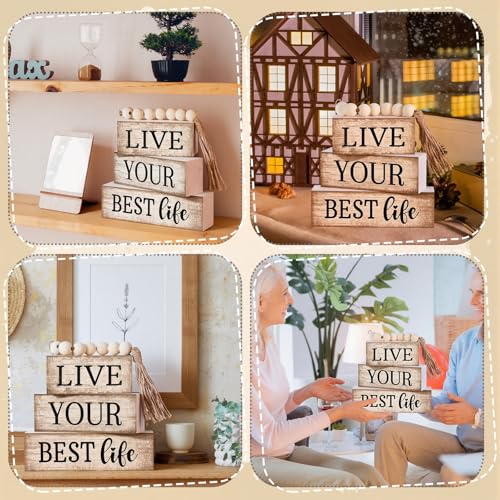 4 Pcs Farmhouse Table Decoration Inspirational Tiered Tray Decor (Life)