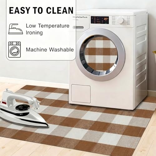 Fall Decor Buffalo Plaid Outdoor Rug 27.5x43 Coffee and White Front Door Mat (Coffee and White Plaid / 2'3" x 3'7" (Rectangular))