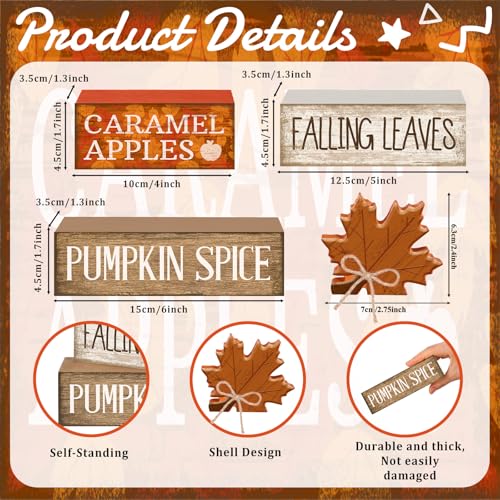 4 Pcs Fall Decor Wooden Maple Leaf Decoration Thanksgiving Decor (Falling Leaves)