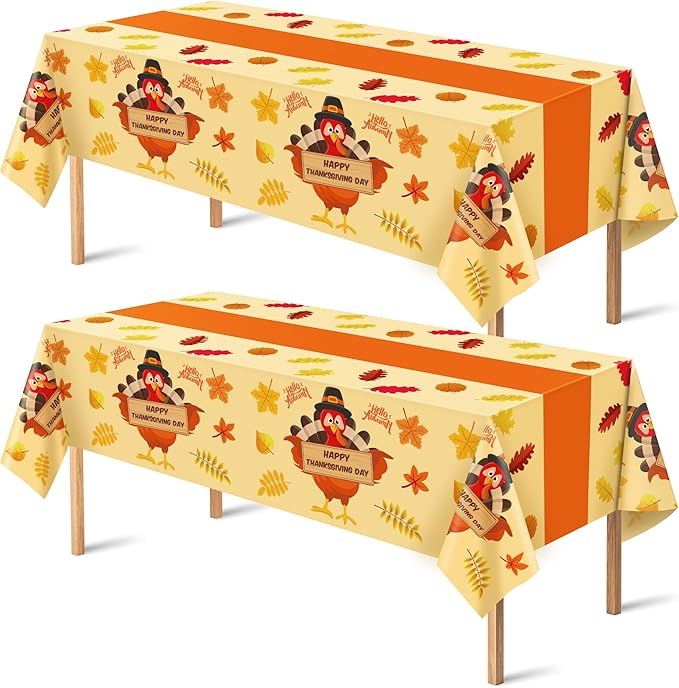 OHOME Thanksgiving Decorations - Thanksgiving Tablecloth | Thanksgiving Table Decor Indoor Outdoor Outside - Friendsgiving Party Favor Centerpiece Banner Essentials,52"x87",2 Pack