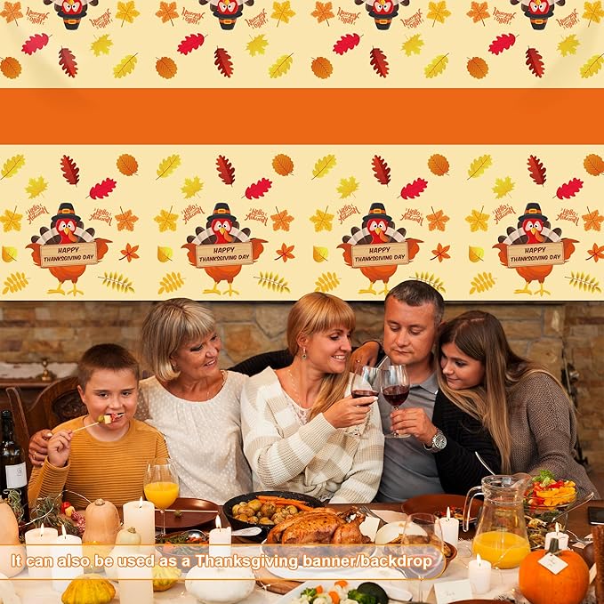 OHOME Thanksgiving Decorations - Thanksgiving Tablecloth | Thanksgiving Table Decor Indoor Outdoor Outside - Friendsgiving Party Favor Centerpiece Banner Essentials,52"x87",2 Pack