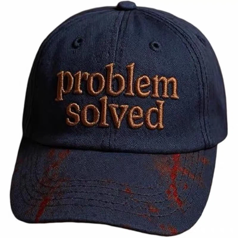 Halloween "Problem Solved" Blood Splatter Baseball Cap, Horror Embroidered Dad Hat