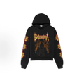 Balenciaga Gothic Cathedral Flame Hoodie, Black Oversized Halloween Streetwear Graphic Hoodie