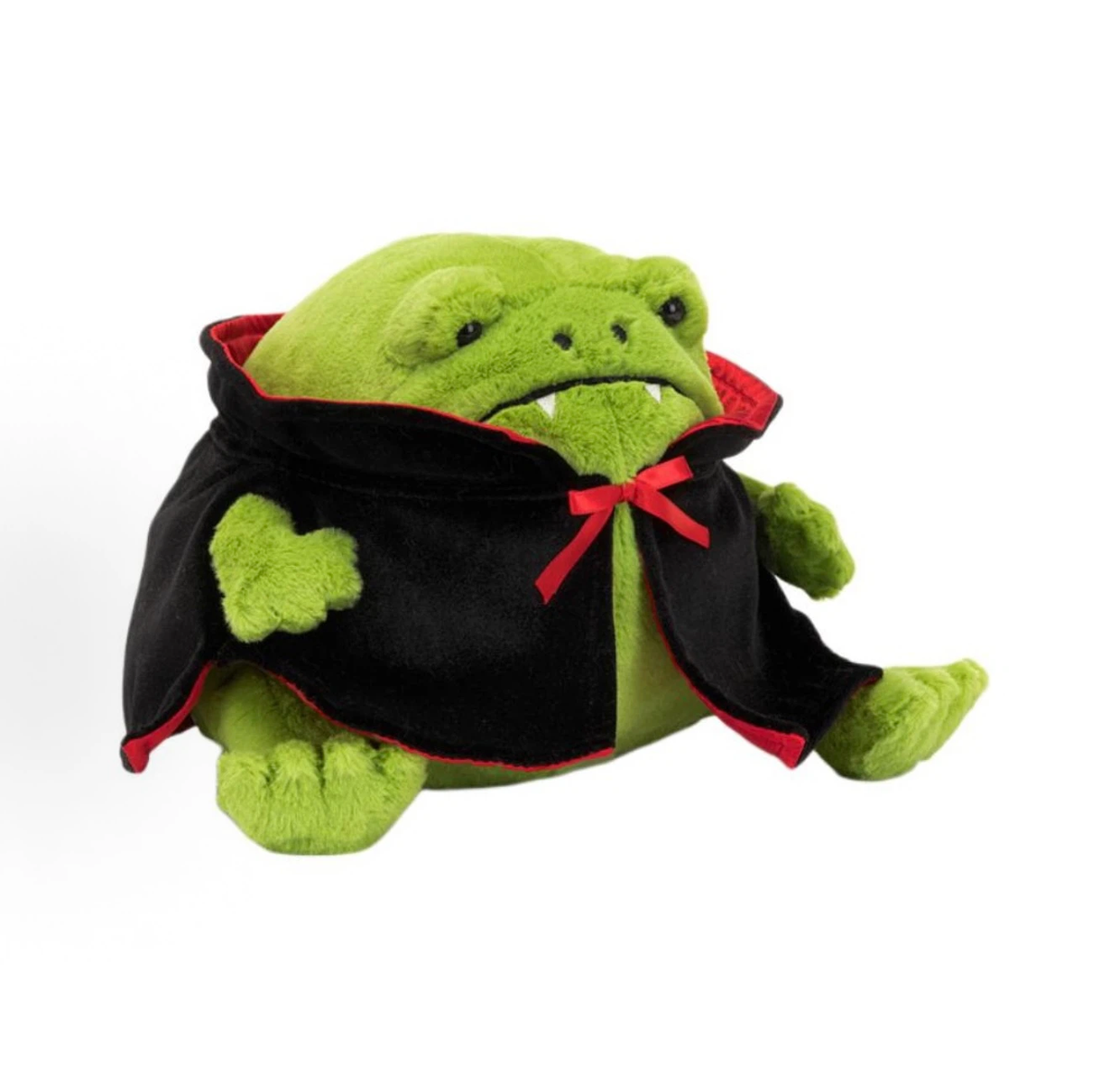 Cute Vampire Frog Plush Toy, Halloween Green Toad in Black Cape, Spooky-Cute Stuffed Animal Gift