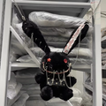 Gothic Black Bunny Plush Crossbody Bag, Punk Safety Pin Chain Rabbit Shoulder Purse