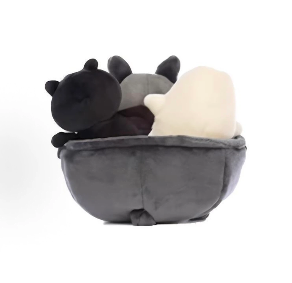 Halloween Cauldron Plush Set, Ghost Bat and Black Cat Stuffed Dolls in Pot, Spooky Cute Soft Toy Gift
