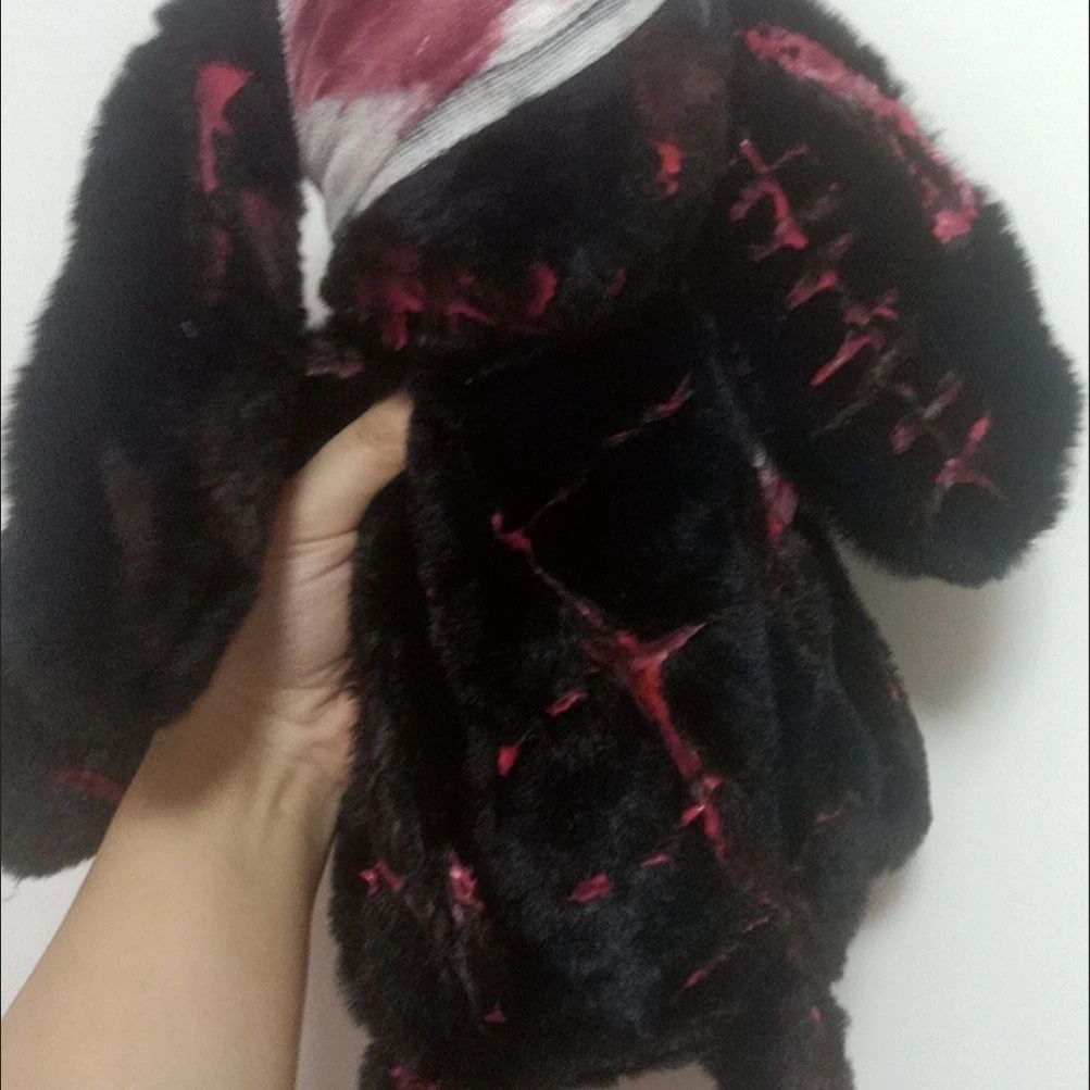 Halloween Wounded Bunny Plush Crossbody Bag, Gothic Stitched Rabbit Purse