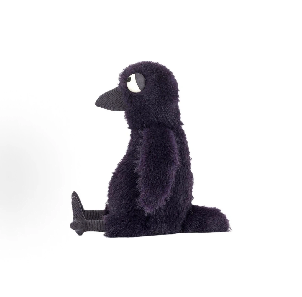 Cute Dark Purple Crow Plush Toy, Fluffy Raven Stuffed Animal, Halloween Decor Soft Plush Gift