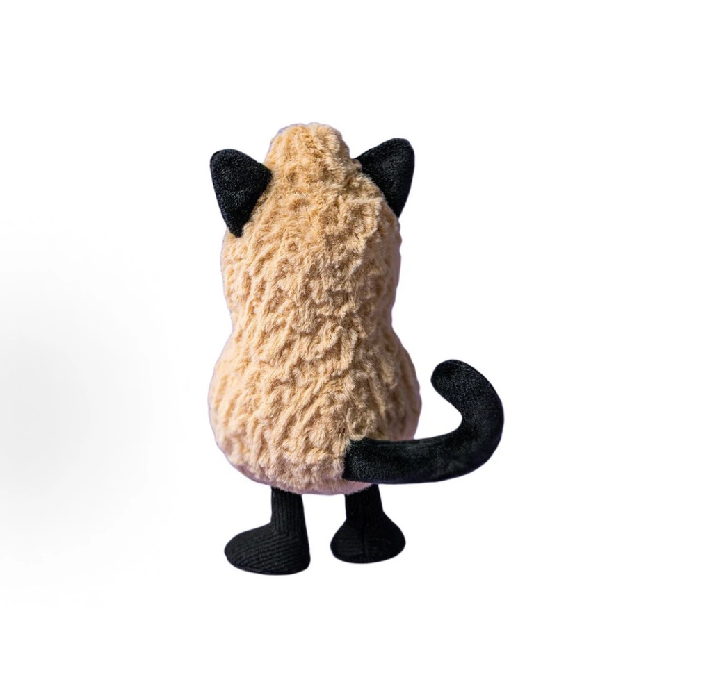 Cute Peanut Cat Plush Toy, Soft Fluffy Cat Stuffed Animal, Unique Peanut Shape Kitty Plush Gift
