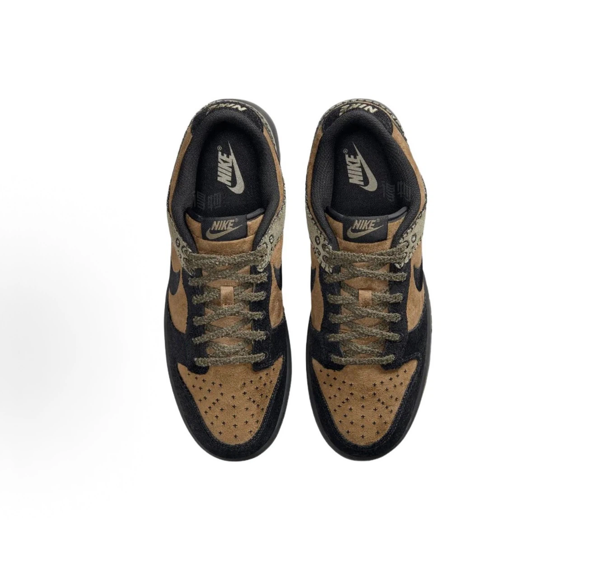Nike Dunk Low "Military Patchwork" Brown Black Olive Sneakers, Men Halloween Vintage Skate Shoes