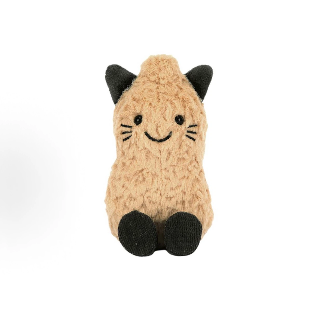 Cute Peanut Cat Plush Toy, Soft Fluffy Cat Stuffed Animal, Unique Peanut Shape Kitty Plush Gift