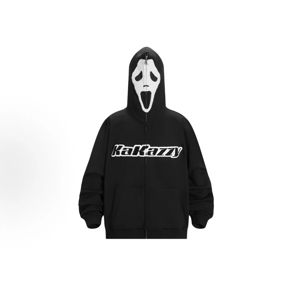 Kakazzy Halloween Scream Ghost Face Full Zip Hoodie Unisex Streetwear Jacket