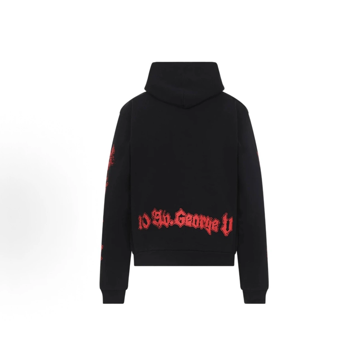 Balenciaga Couture Gothic Print Hoodie, Black Oversized Streetwear Graphic Hooded Sweatshirt