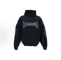 Balenciaga Gothic Flame Logo Hoodie, Washed Black Halloween Streetwear Oversized Hoodie
