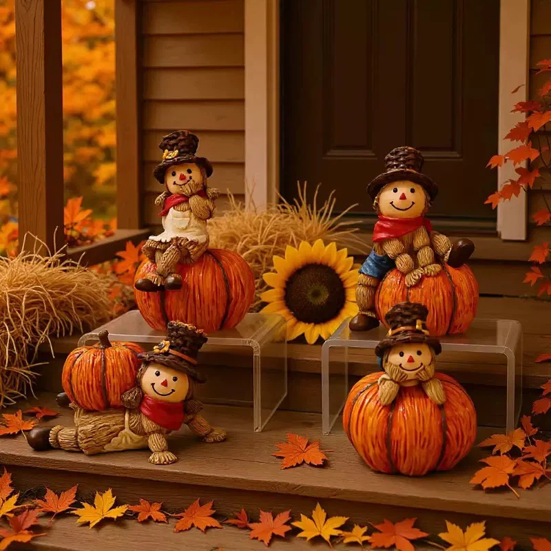 Harvest & Thanksgiving Table Decorations, Scarecrow Pumpkin Ornaments, Party Scene Decor, Window Display Photo Props, Holiday Gifts