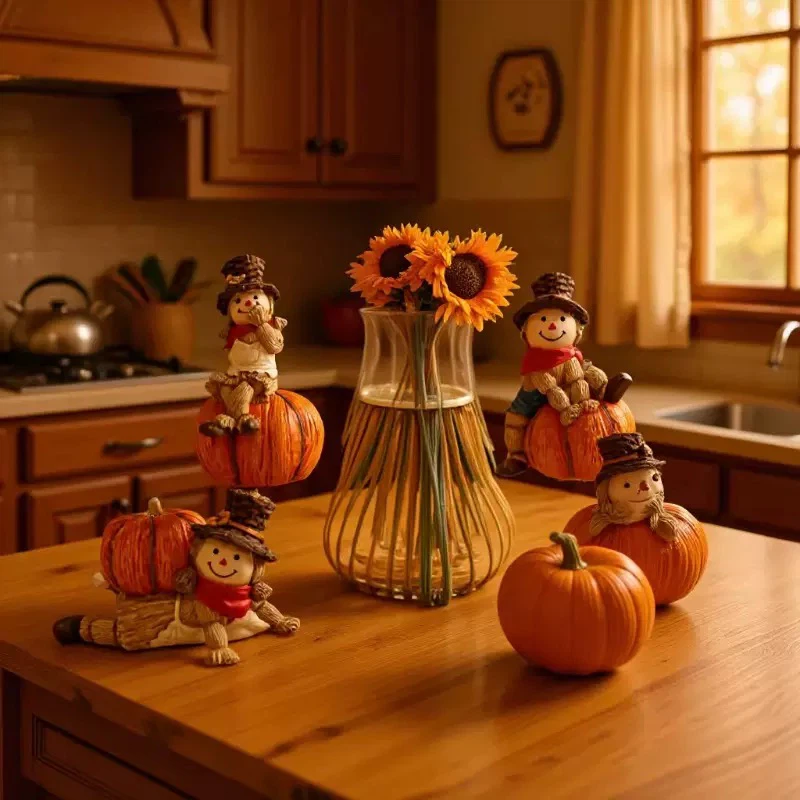 Harvest & Thanksgiving Table Decorations, Scarecrow Pumpkin Ornaments, Party Scene Decor, Window Display Photo Props, Holiday Gifts