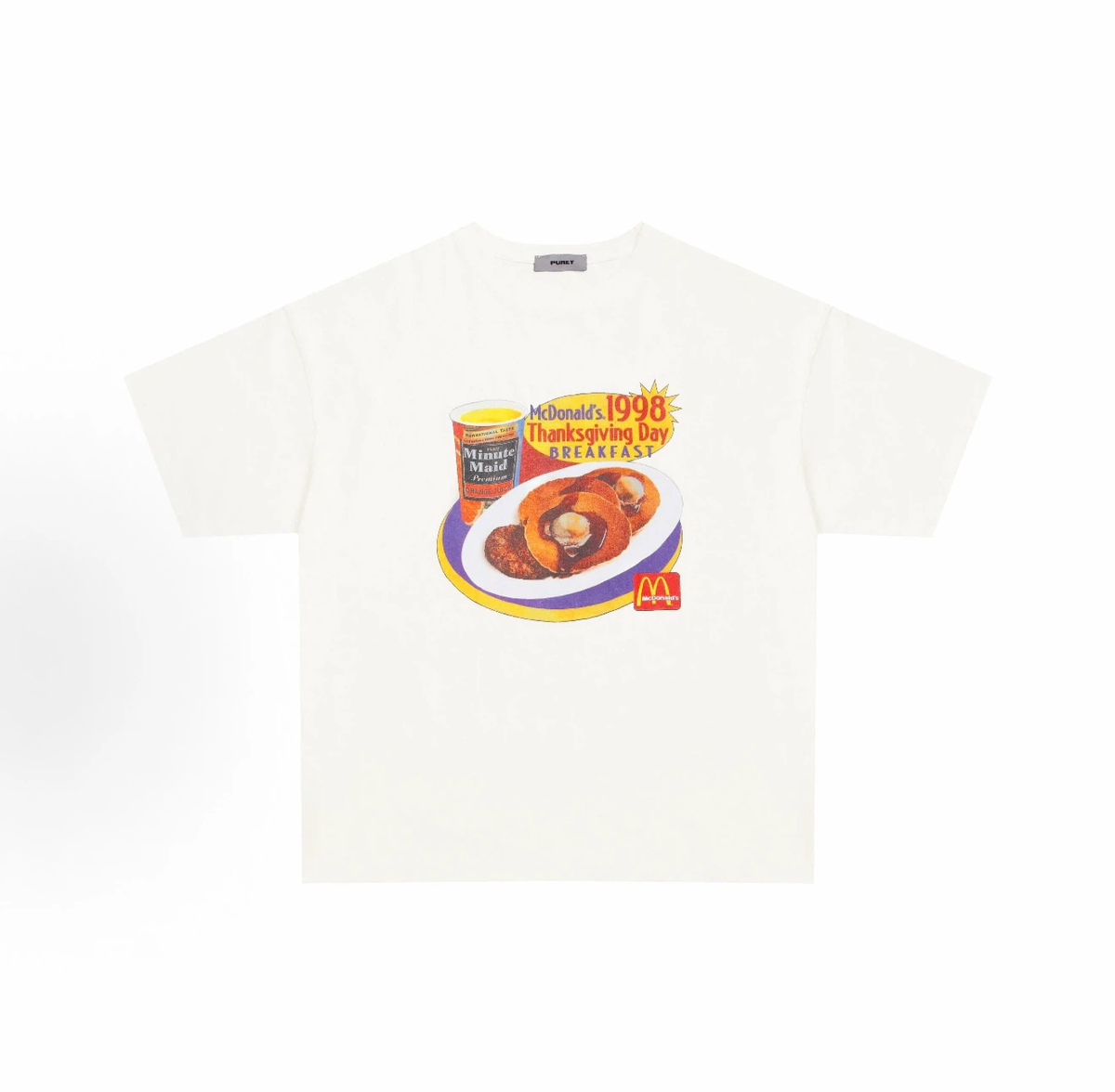 Vintage 1998 McDonald's Thanksgiving Breakfast Graphic T-Shirt, Retro Food Print Short Sleeve Tee, Oversized Unisex Casual Shirt