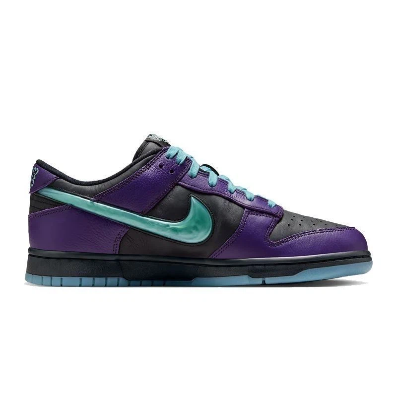 Nike Dunk Low Purple Teal Black Leather Sneakers, Men Women Classic Skateboarding Shoes