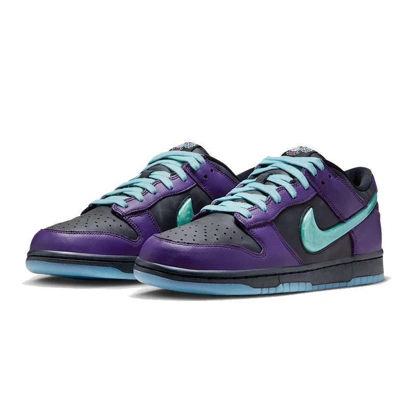 Nike Dunk Low Purple Teal Black Leather Sneakers, Men Women Classic Skateboarding Shoes