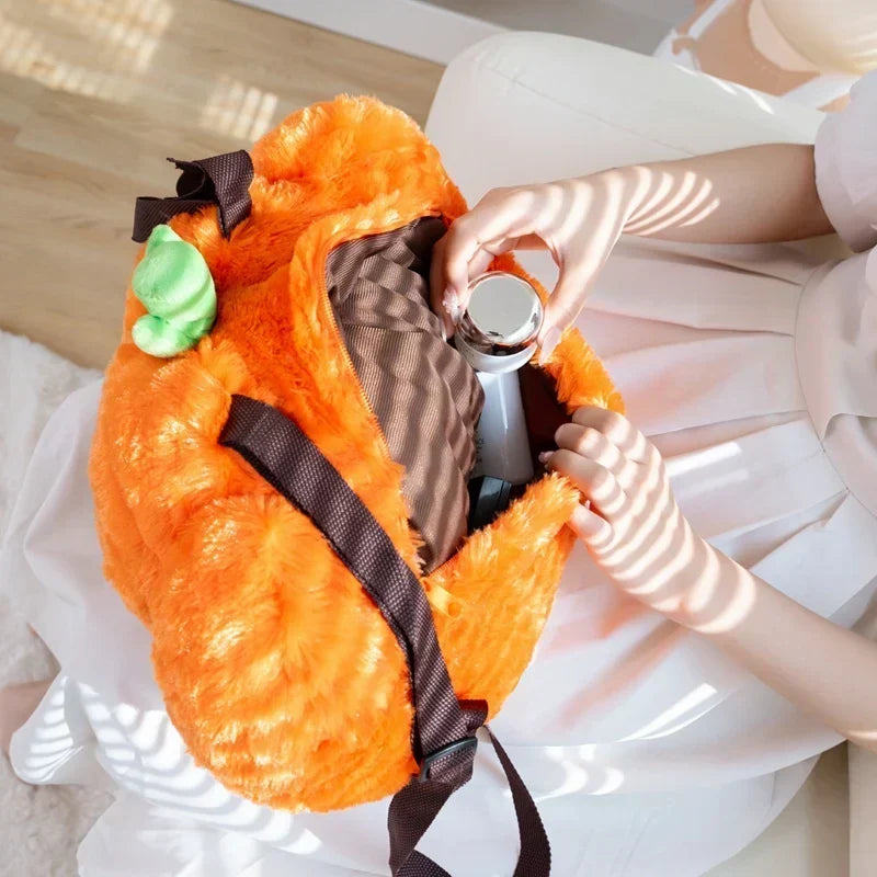 Adorable Pumpkin-Shaped Plush Backpack